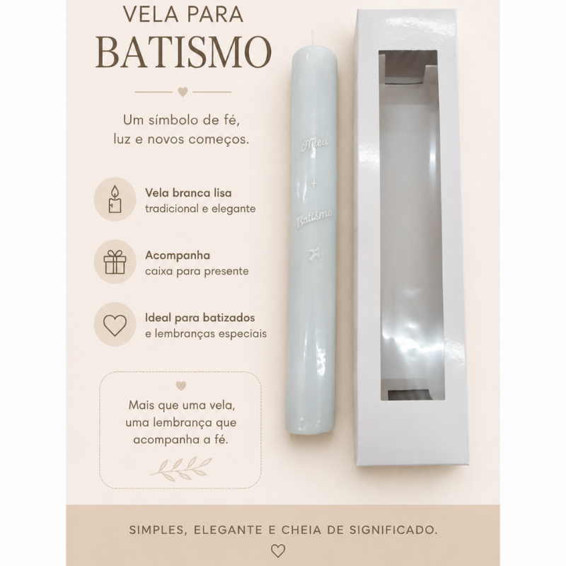 Vela de Batismo Oval Azul