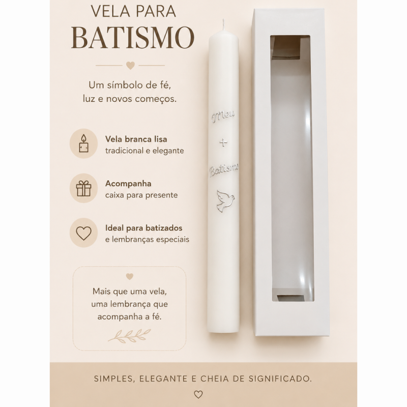 Vela de Batismo Quadrada