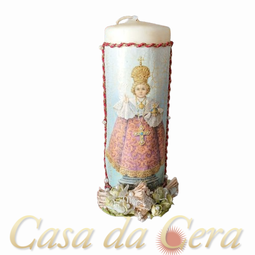 Vela decorada Menino Jesus de Praga