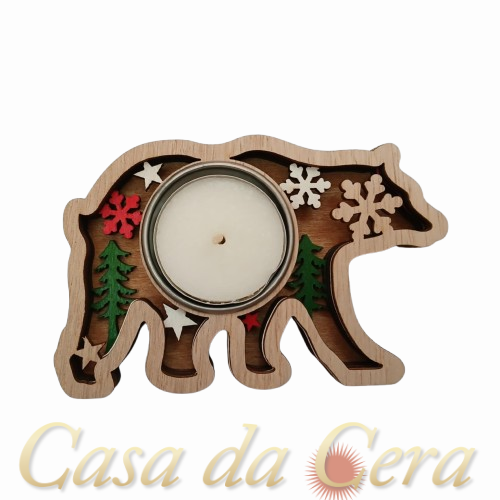 Porta tealights madeira Urso Polar