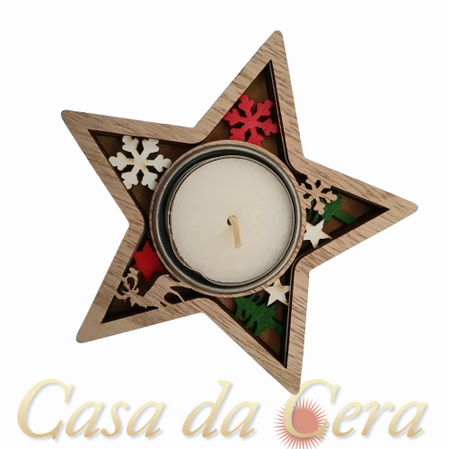 Porta tealights madeira Estrela